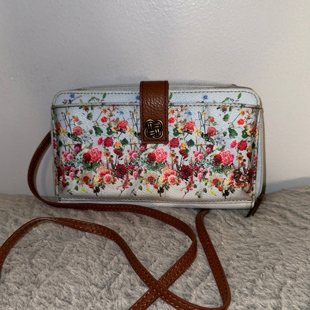 Floral Crossbody Bag with Brown Accents - Picture 1 of 5